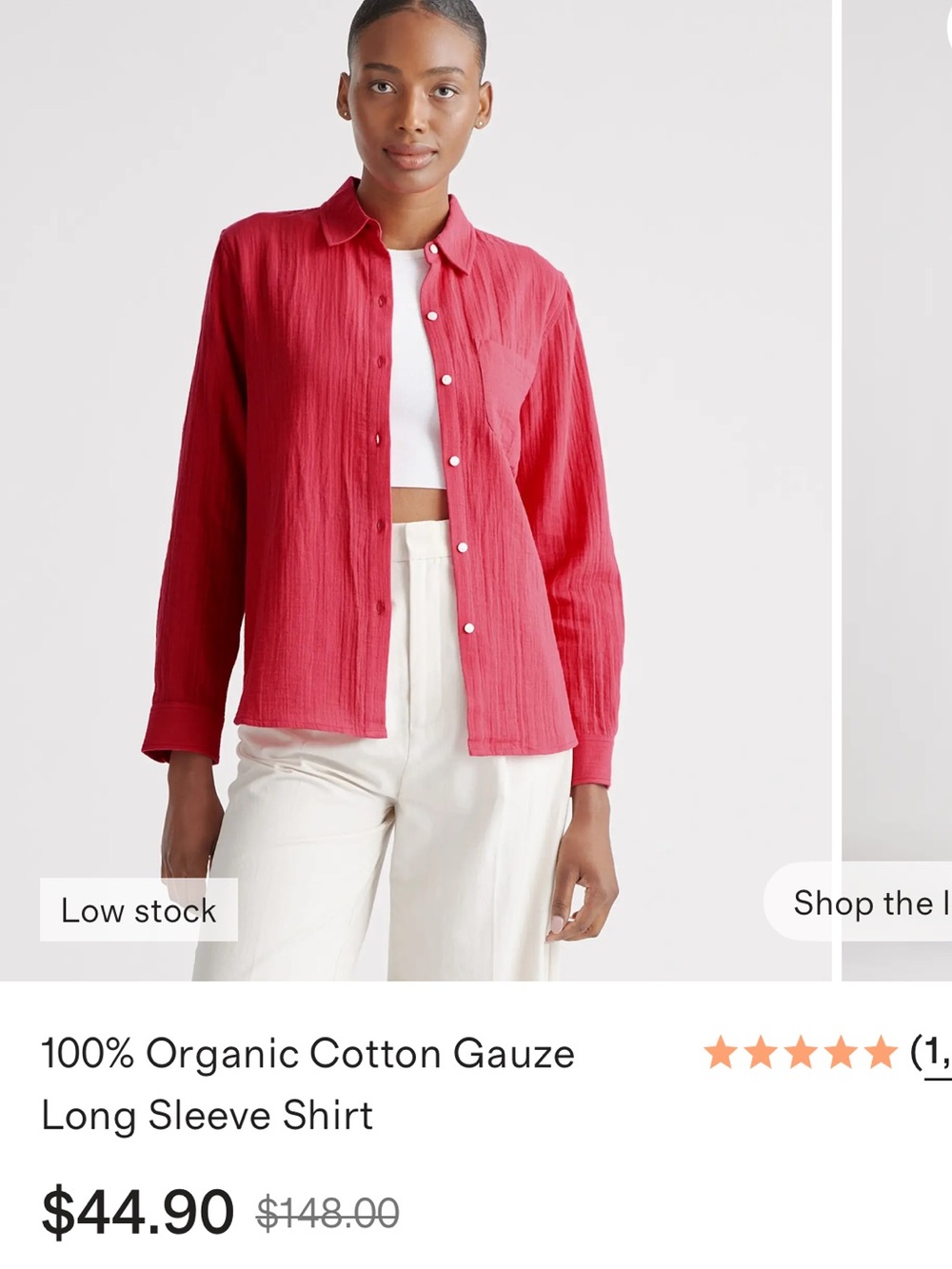 Quince Women's organic cotton gauze Button-Down Shirt in Bright Pink